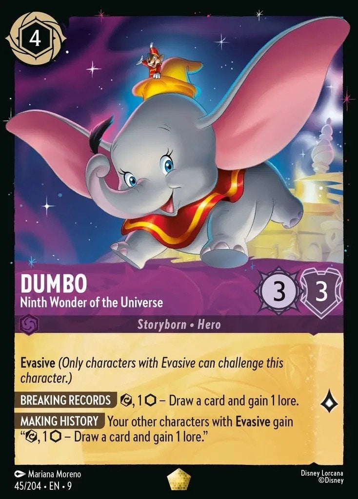 Disney Lorcana - Fabled - 45 - Dumbo - Ninth Wonder of The U, Ophalen of Verzenden, Nieuw, Losse kaart