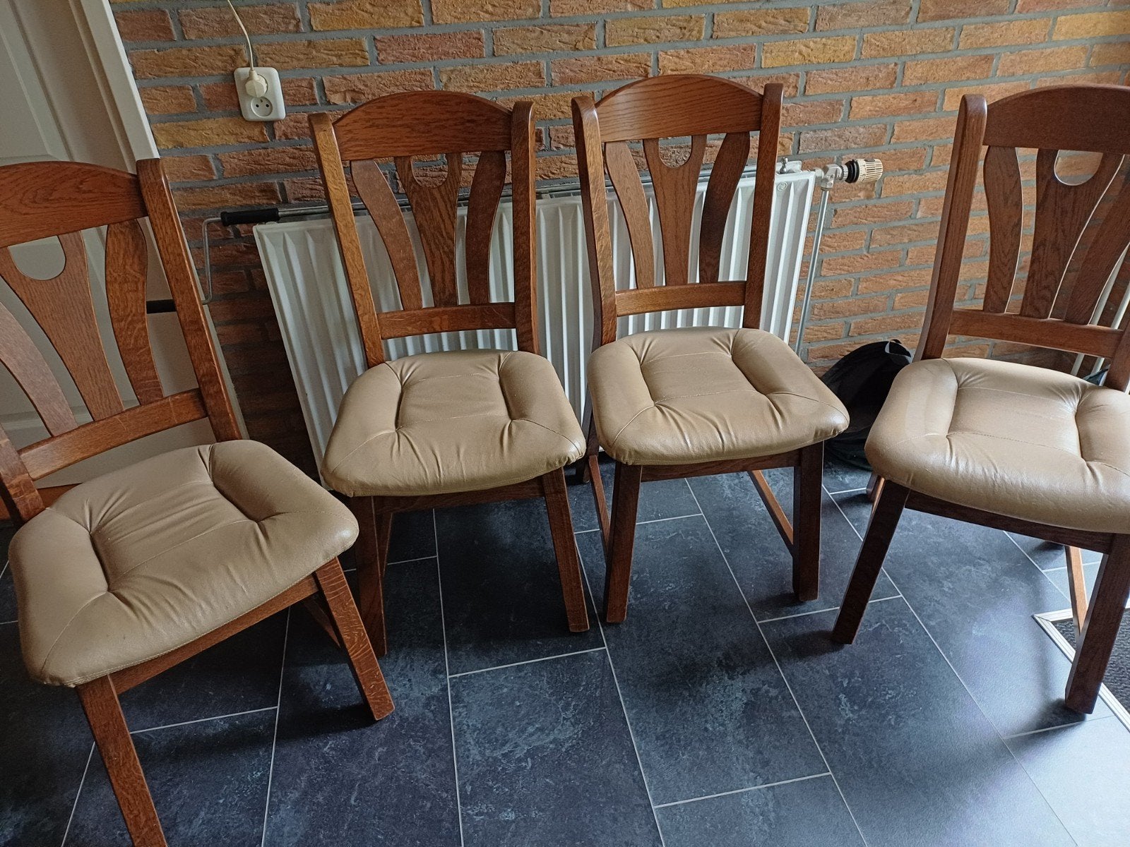Eiken eetkamerstoelen, Ophalen, Gebruikt, Bruin, Donker