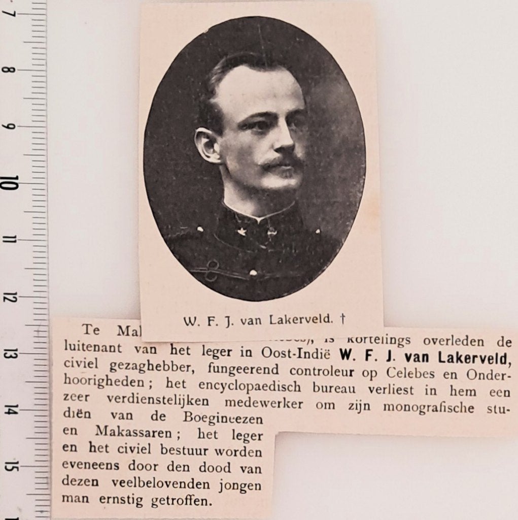 Leger Indië 1915; Luit. v.Lakerveld overleden te Makassar, Verzenden, Voor 1940, Gebruikt, Overige onderwerpen