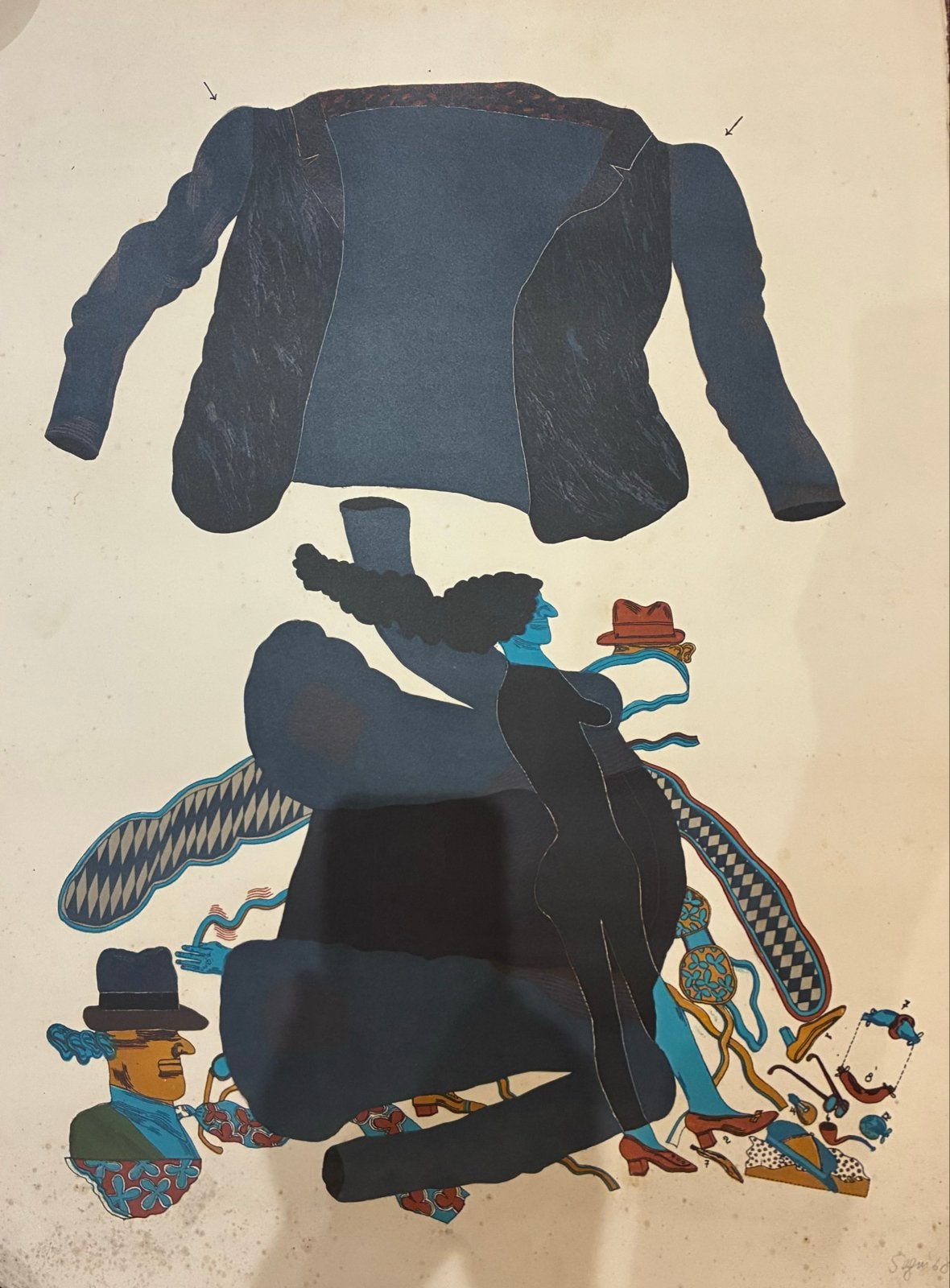 Lithografie, ‘Los saquitos' - Antonio Segui (1968), Antiek en Kunst, Ophalen, Overige onderwerpen, Lithografie, Gelimiteerde oplage
