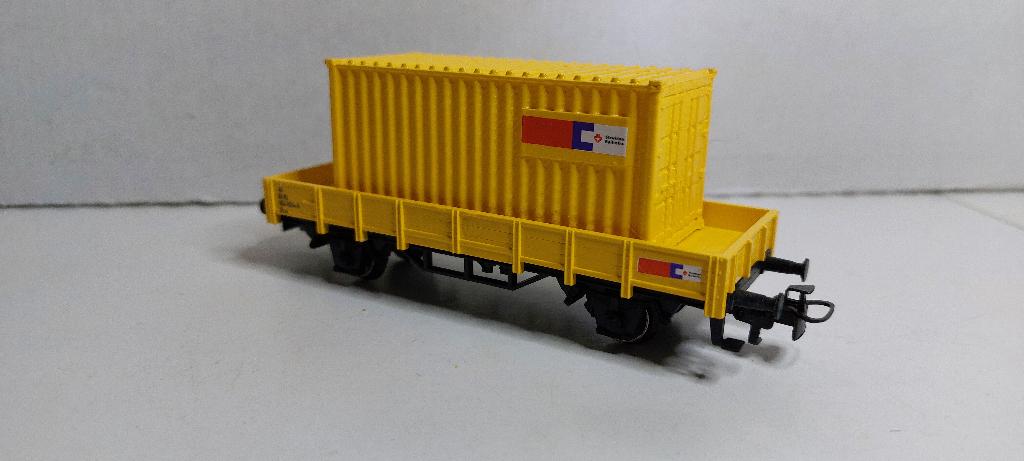Strukton Lage Bakwagon met 20ft. Container *Nieuw* (02), Hobby en Vrije tijd, Modeltreinen | H0, Wisselstroom, Ophalen of Verzenden