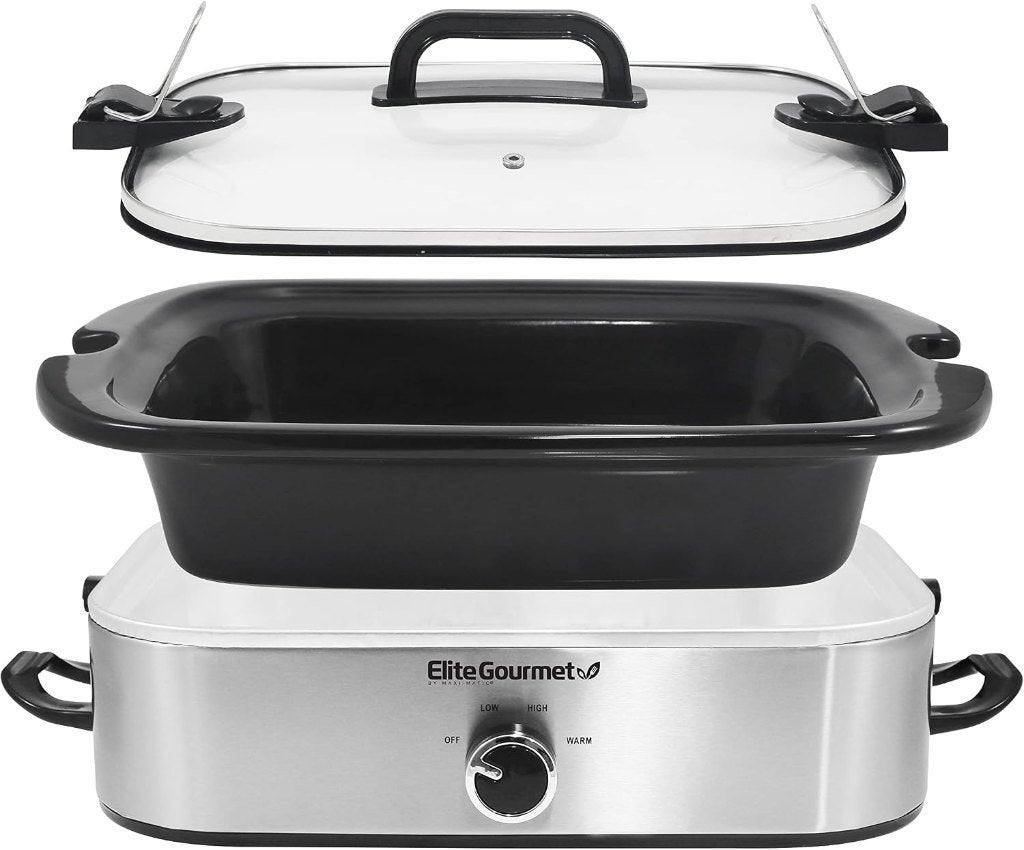 Elite Gourmet Slowcooker 3.3L – Ovenschaal & Warmhoudfunctie, Overige typen, Ophalen of Verzenden, Overige merken, Nieuw