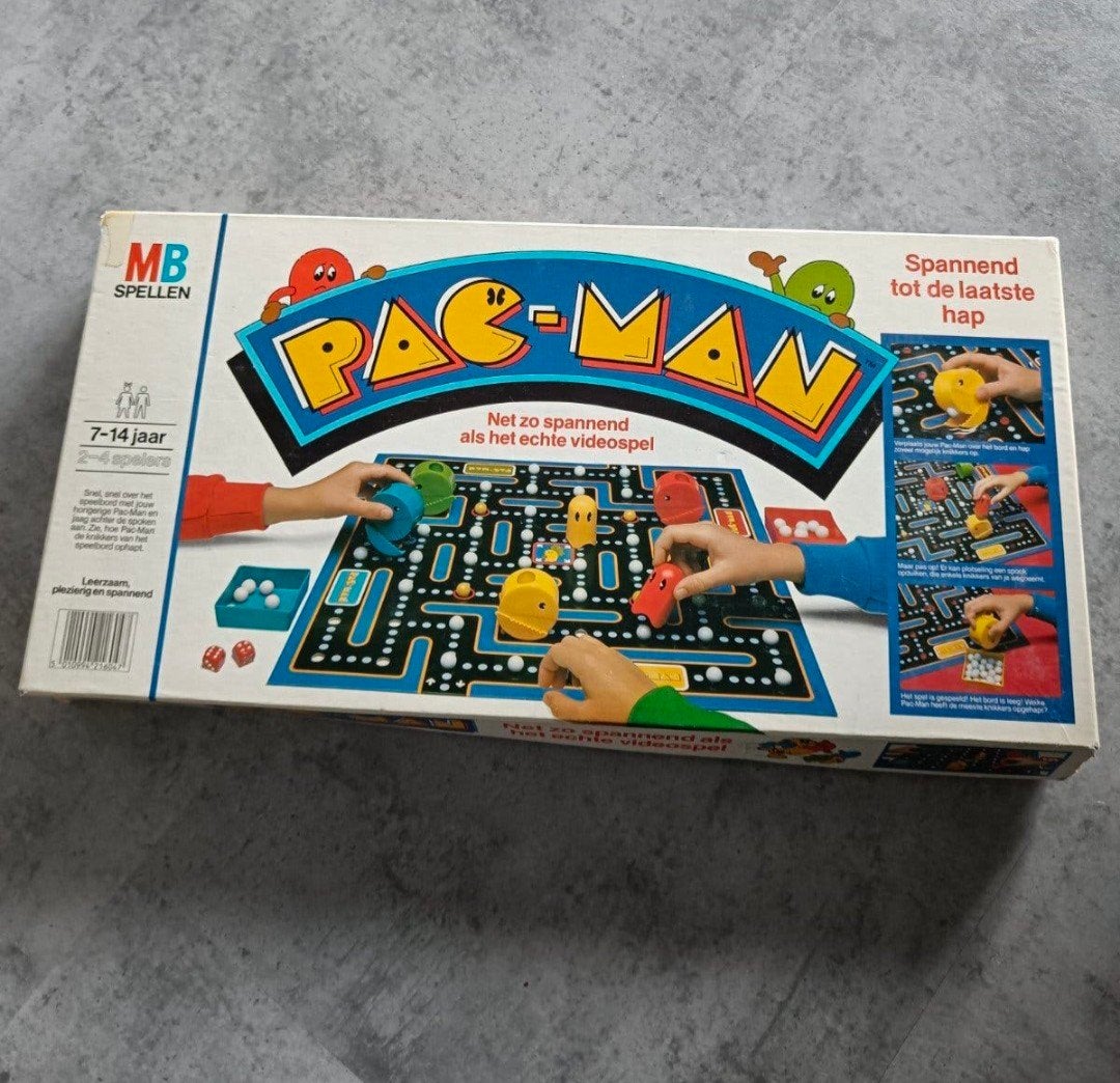 Vintage Pac-Man Bordspel MB Spellen - Retro Klassieker, Drie of vier spelers, Ophalen of Verzenden, Gebruikt, MB Spellen