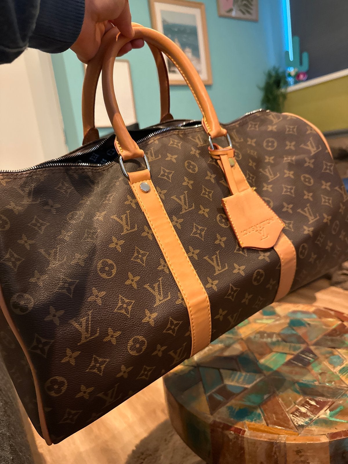 Louis Vuitton Keepall 45 Reistas - Monogram Canvas, 40 tot 60 cm, 30 cm of meer, Gebruikt, Bruin