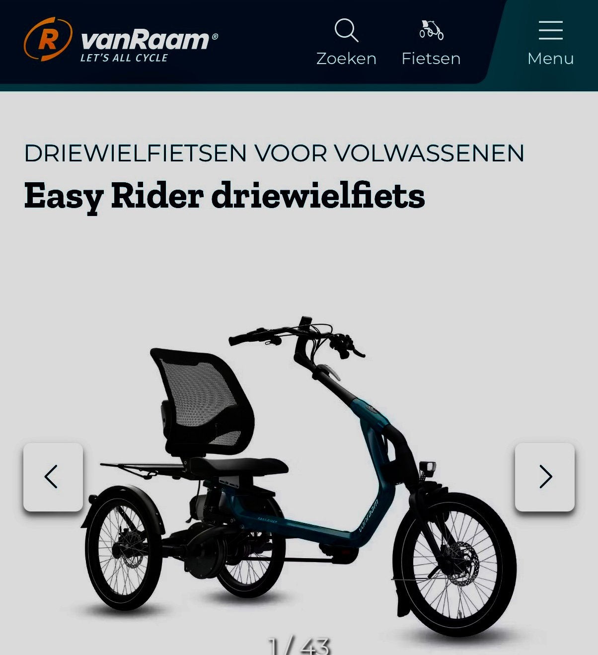 GEVRAAGD Easy Rider Van Raam niet-electrisch, Fietsen en Brommers, Ophalen of Verzenden, Zo goed als nieuw