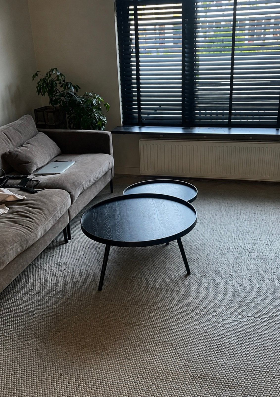 WOOOD Mesa set van 2 ronde zwarte salontafels, Ophalen, Gebruikt, Rond, 50 tot 100 cm