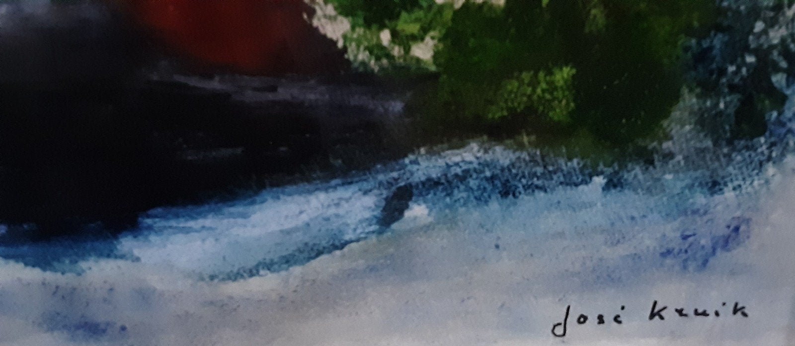 kleurrijk schilderij van Haagse schilderes José Kruik, Ophalen, Gouache, Achter glas, Overige onderwerpen