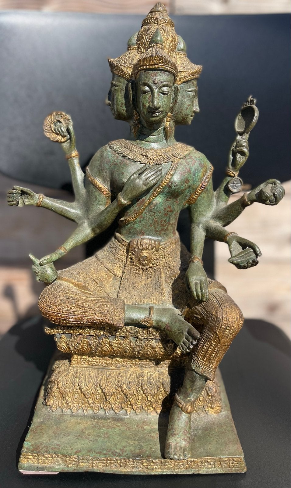 Originele Bronzen Beeld Van Brahma, Aziatische godheid, Antiek en Kunst, Ophalen, 20 - 50 cm, Beeld, Klassiek