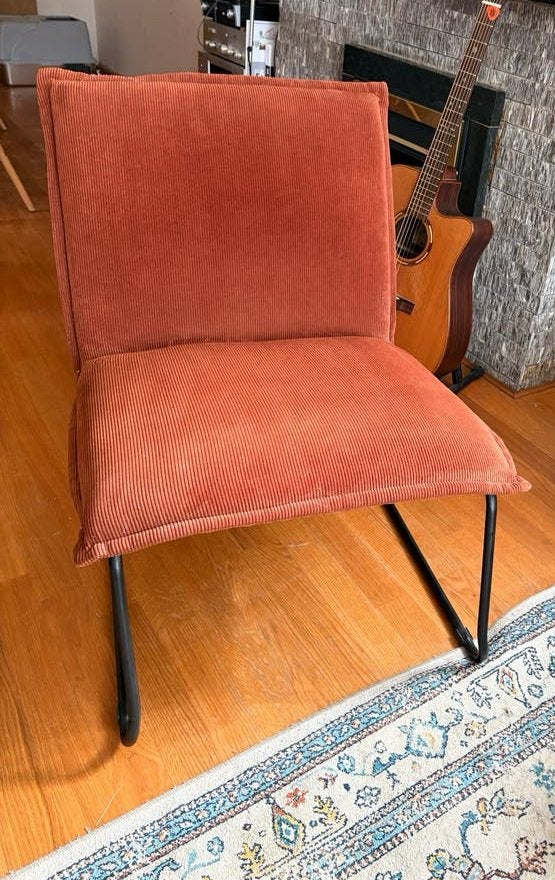 Comfortabele oranje ribfluwelen stoel, Ophalen, Gebruikt, Overige kleuren, Eén