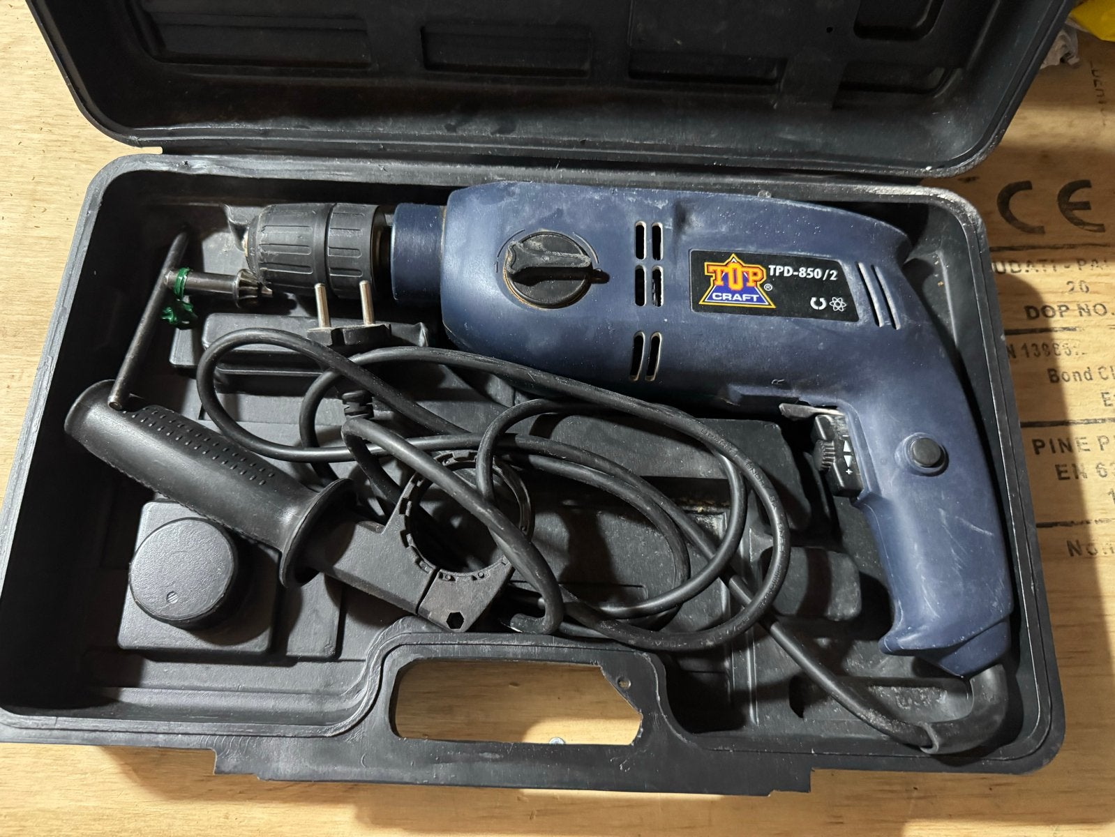 TIP CRAFT TPD-850/2 Boormachine met koffer, Doe-het-zelf en Verbouw, Boormachine, Ophalen of Verzenden, Klopboormechanisme, Gebruikt