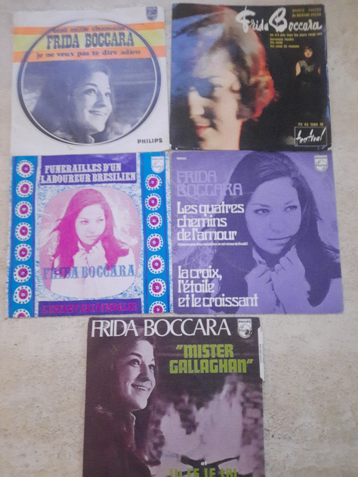 5x vinyl singels van Frida Boccara, Ophalen of Verzenden