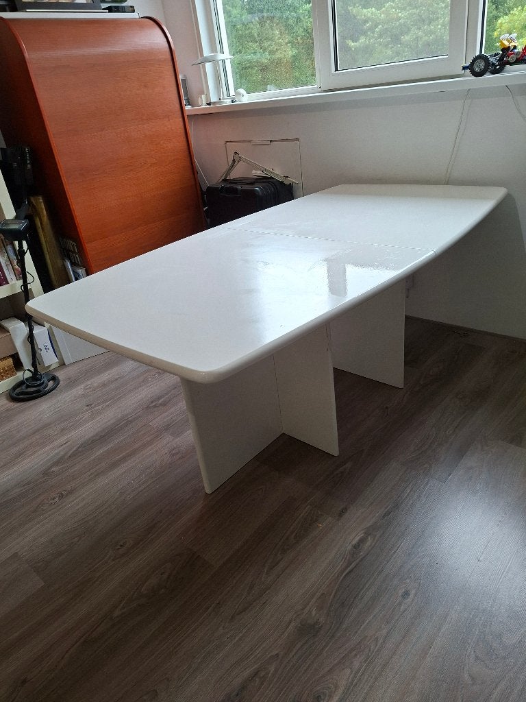 Uitschuifbare eettafel jaren 80., Ophalen, Gebruikt, 50 tot 100 cm, Vijf personen of meer