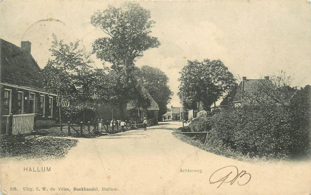 388-429-033 Hallum Achterweg, Verzamelen, Ansichtkaarten | Nederland, Verzenden, Voor 1920, Friesland