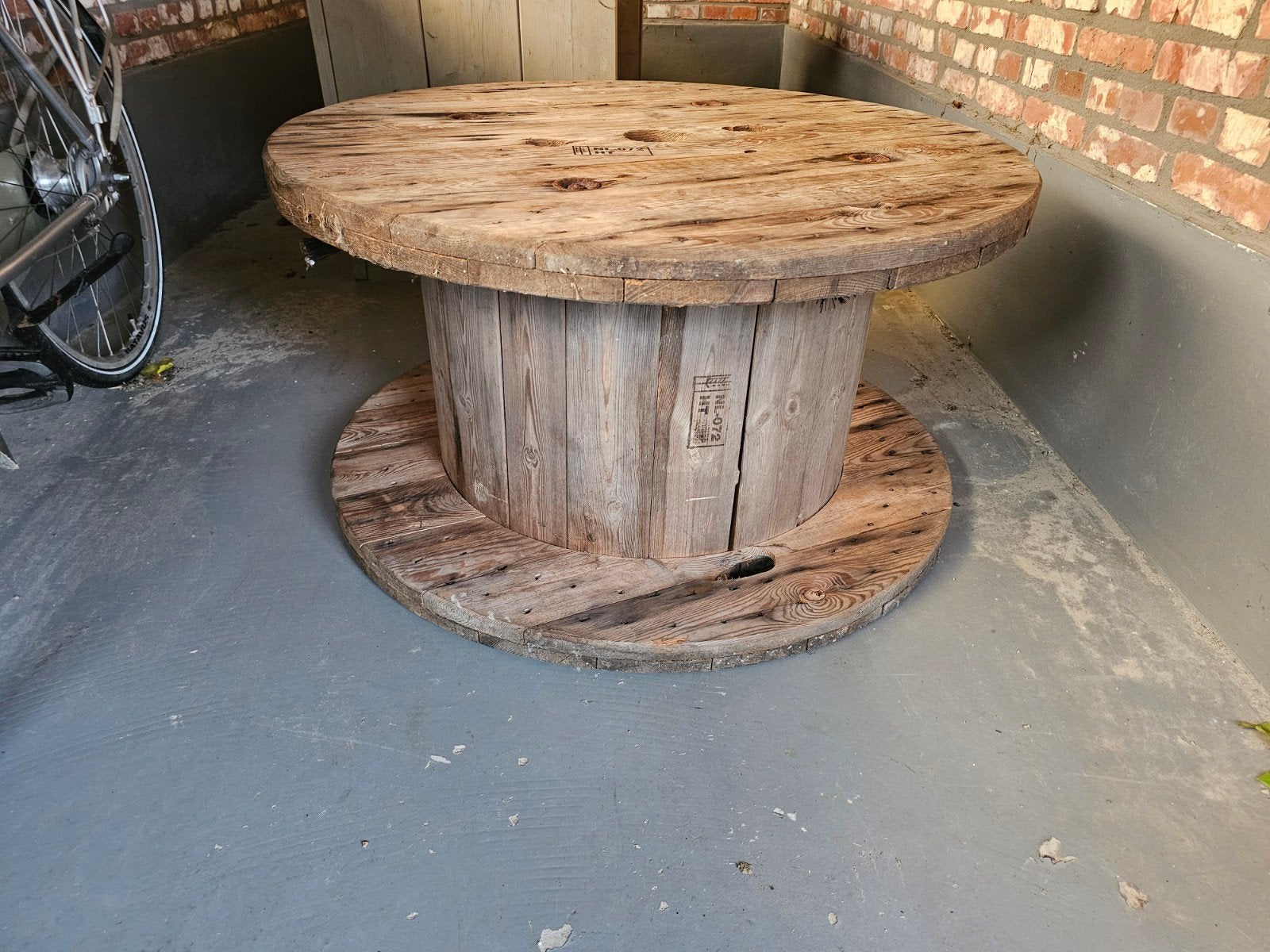 Grote houten kabelhaspel - Industriële tafel, Ophalen of Verzenden, Gebruikt