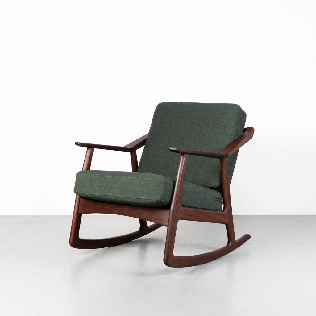 Vintage Deense schommelstoel in teakhout, Hout, Gebruikt, Overige kleuren, Deens Design, Scandinavisch, Vintage, Mid Century, Retro