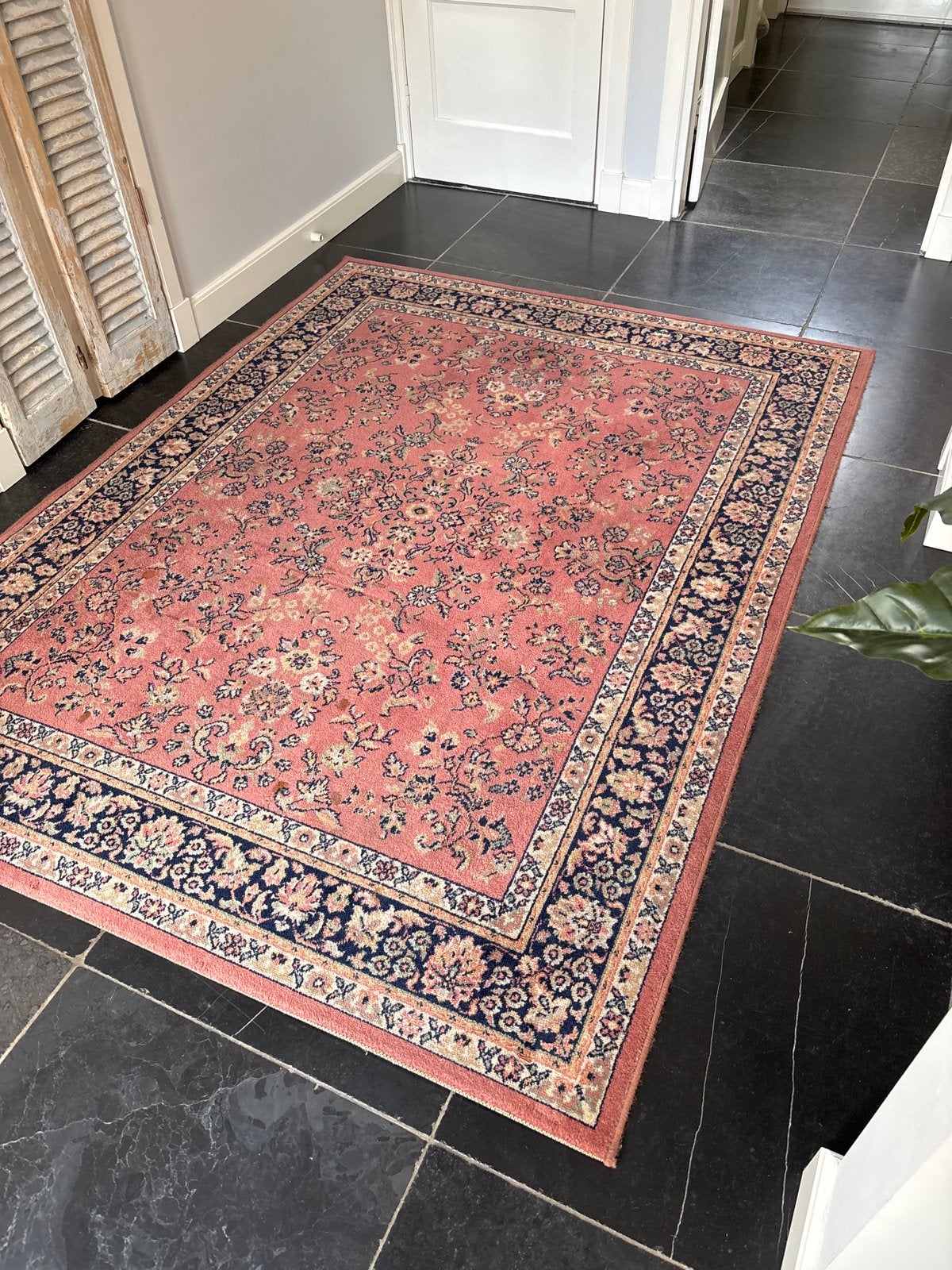 Vintage Perzisch tapijt - Roze met bloemmotief, Ophalen, Gebruikt, 100 tot 150 cm, Roze
