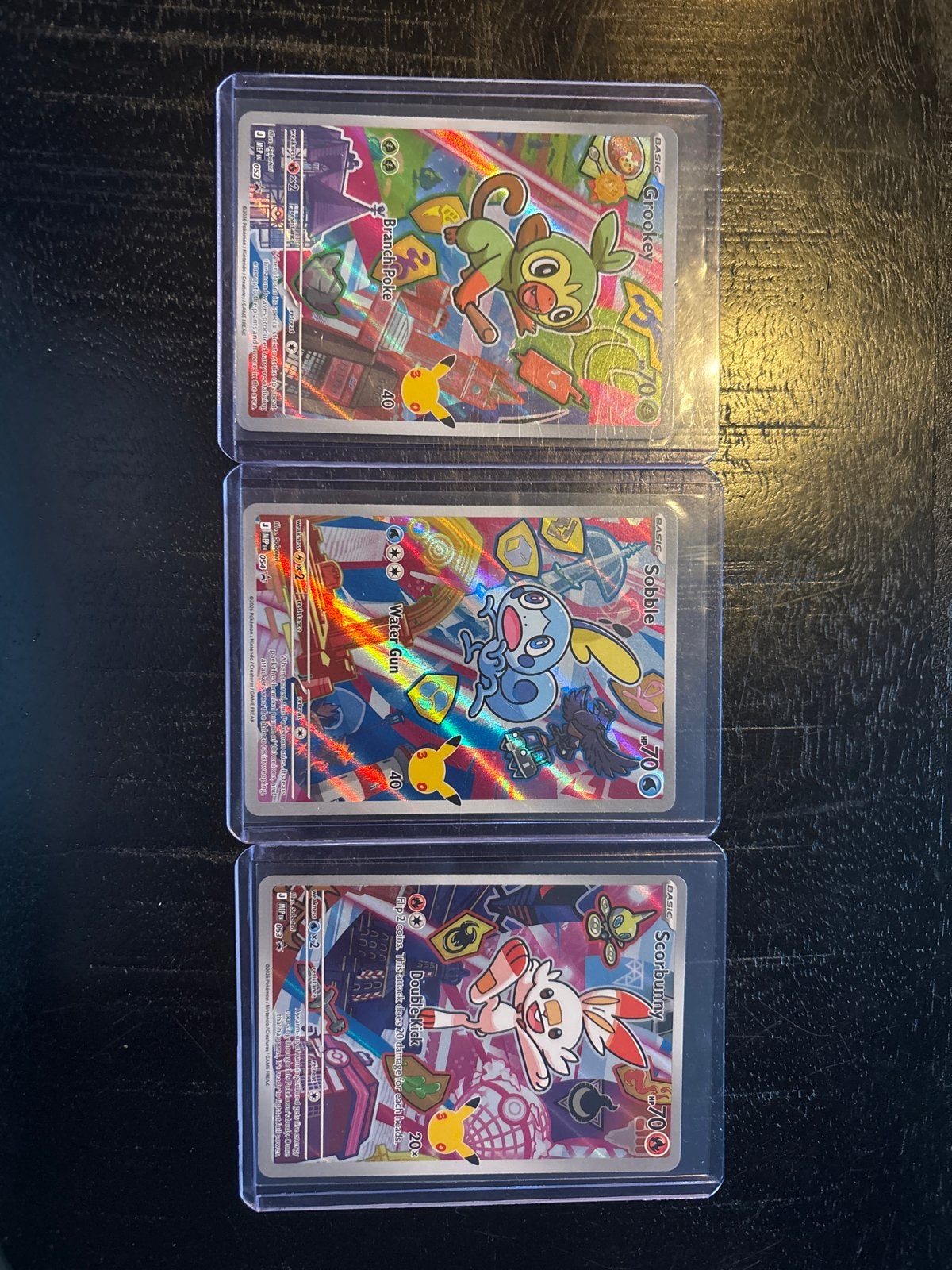 Pokémon Kaarten: Grookey, Sobble, Scorbunny (Foil), Ophalen of Verzenden, Zo goed als nieuw, Meerdere kaarten, Foil