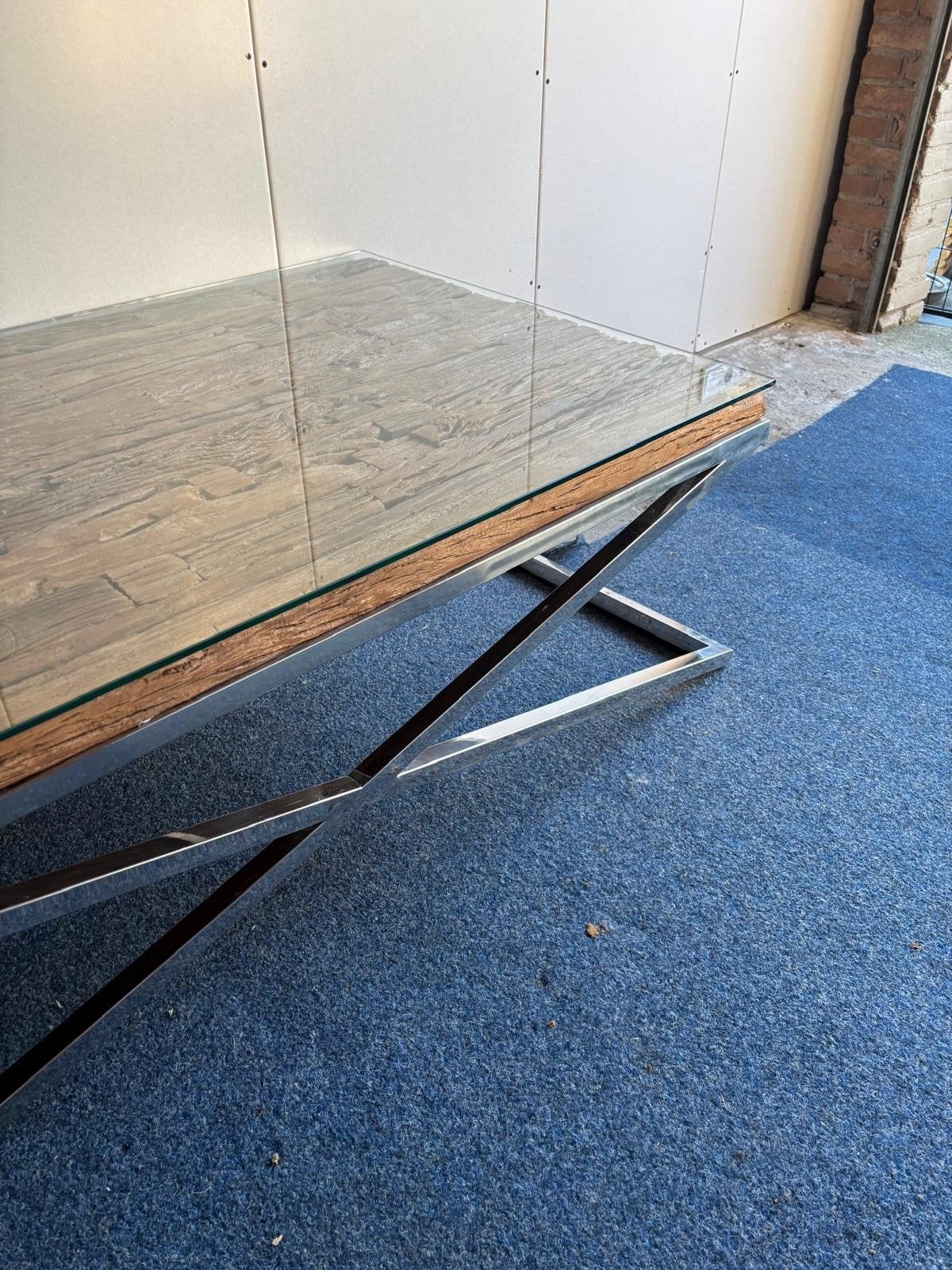 salon tafel met glasplaat, Huis en Inrichting, Ophalen, Zo goed als nieuw, Hout