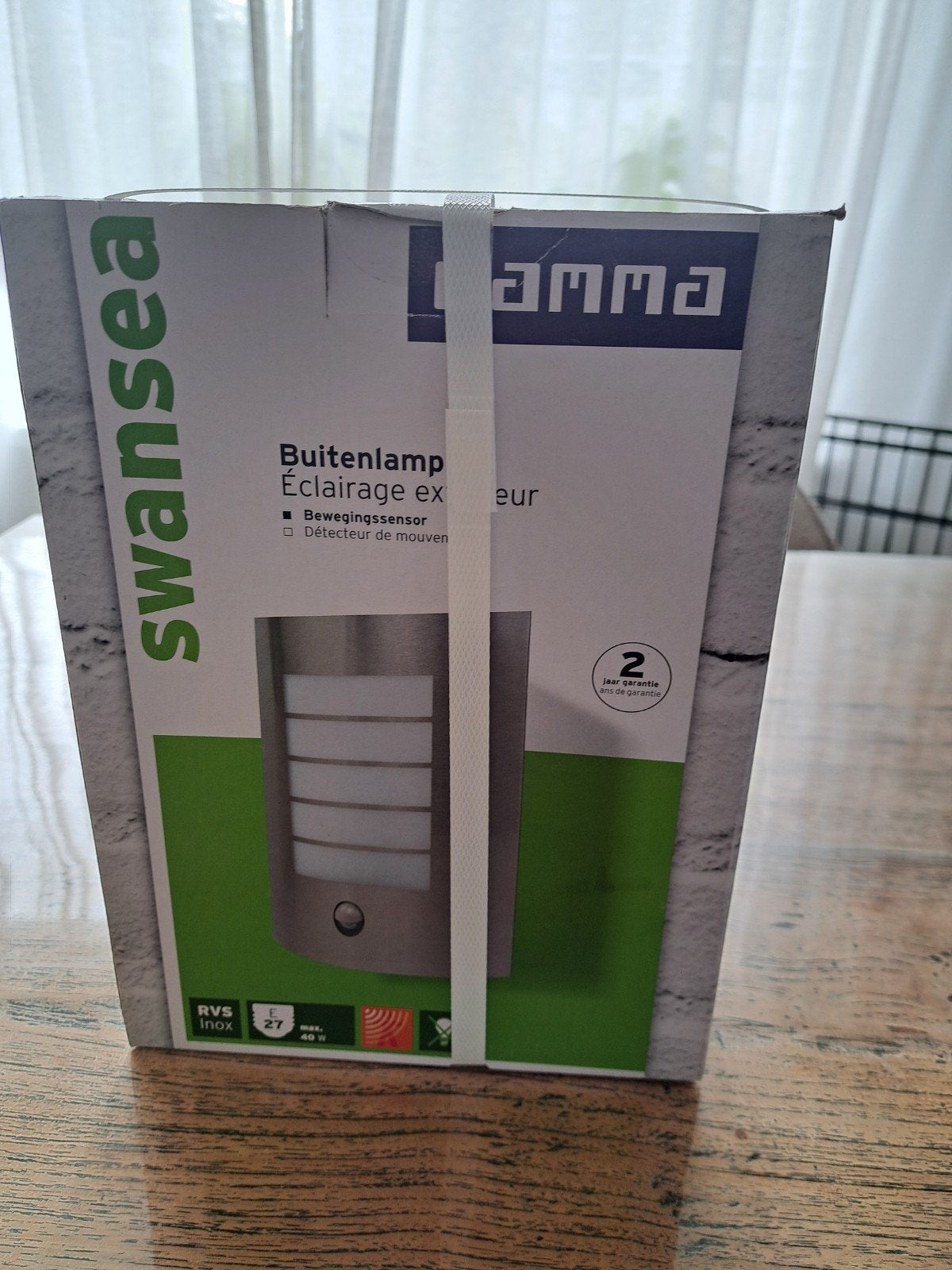 Nieuw in doos: Gamma Swansea buitenlamp bewegingssensor RVS, Ophalen, Minder dan 50 watt, Wandlamp, Nieuw
