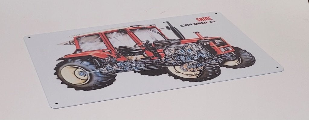 Same Explorer 65 tractor reclamebord van metaal wandbord, Info@deconoord.nl, Deco Noord, Nieuw, Ophalen of Verzenden