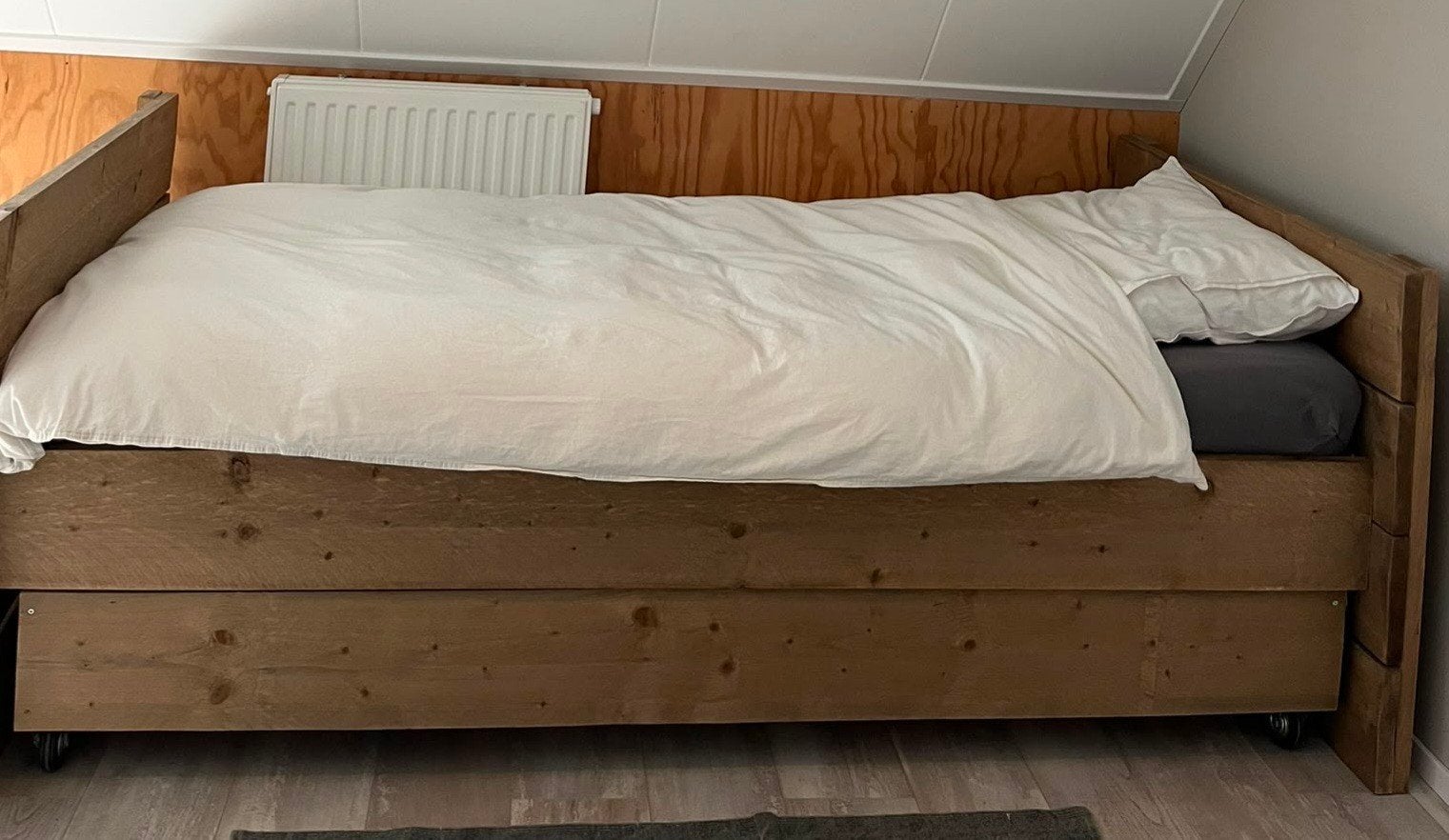 mooi bed van steigerhout, Ophalen, 90 cm, Eenpersoons, Steigerhout