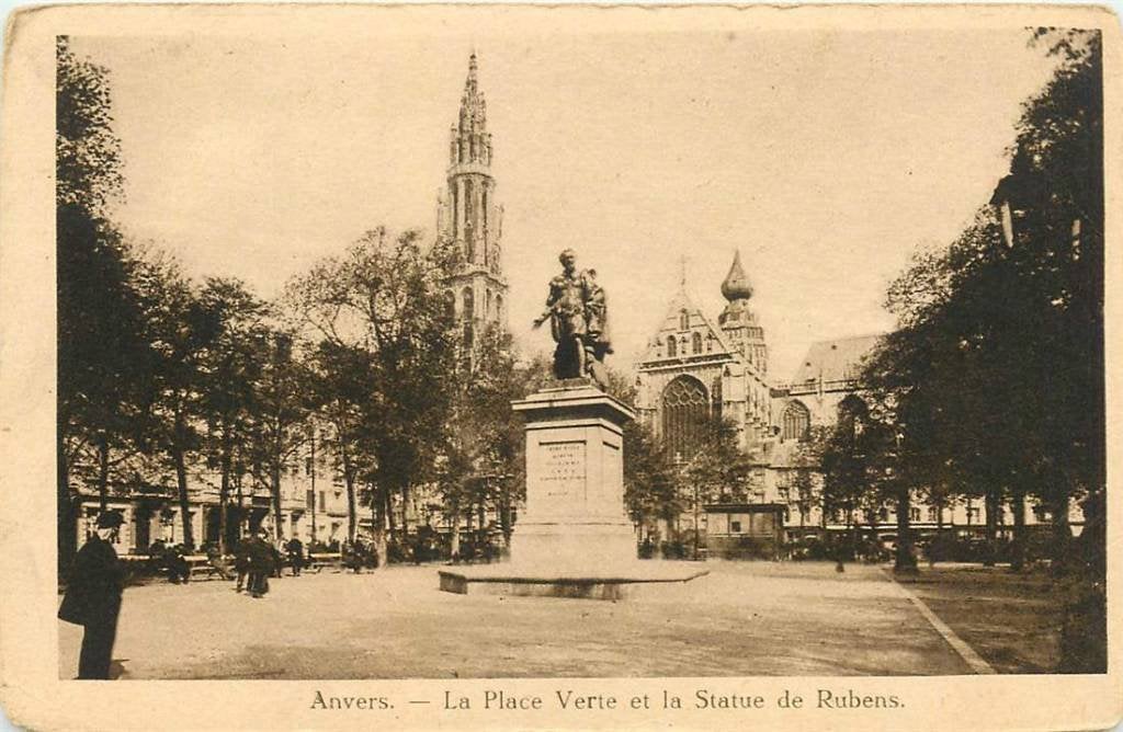 381-115-009 Anvers La Place Verte et la Statue de Rubens, Verzenden, Voor 1920, Overig Europa