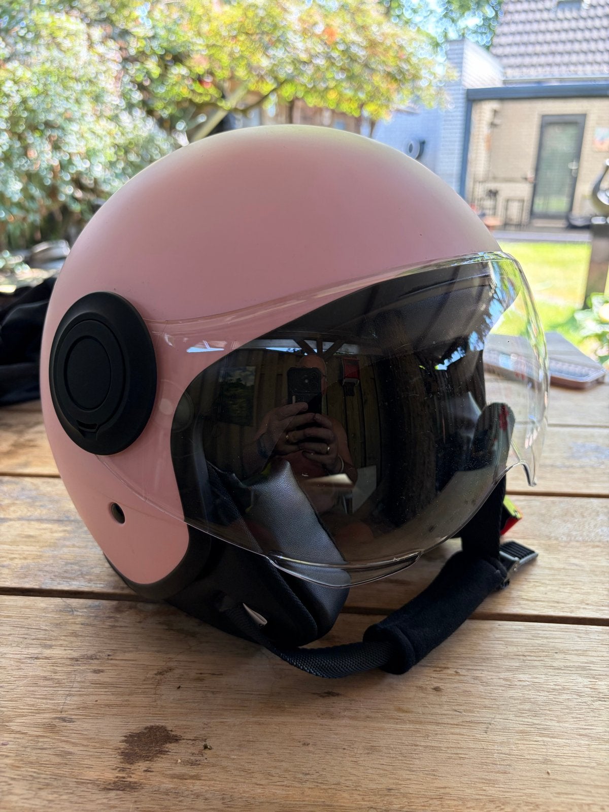 Roze Vinz scooterhelm maat M, Fietsen en Brommers, Brommerhelmen, Ophalen, Zo goed als nieuw, Medium