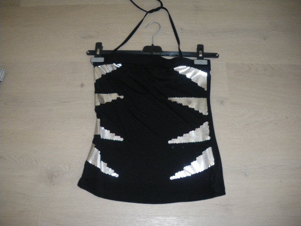 nieuw heel mooi zwart zilver kleurig topje melrose mt smal, Ophalen of Verzenden, Nieuw, Maat 36 (S), Zwart