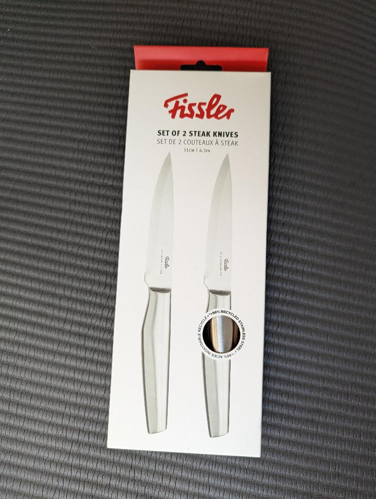 Fissler steakmes 2x, Huis en Inrichting, Ophalen of Verzenden, Nieuw, Rvs of Chroom
