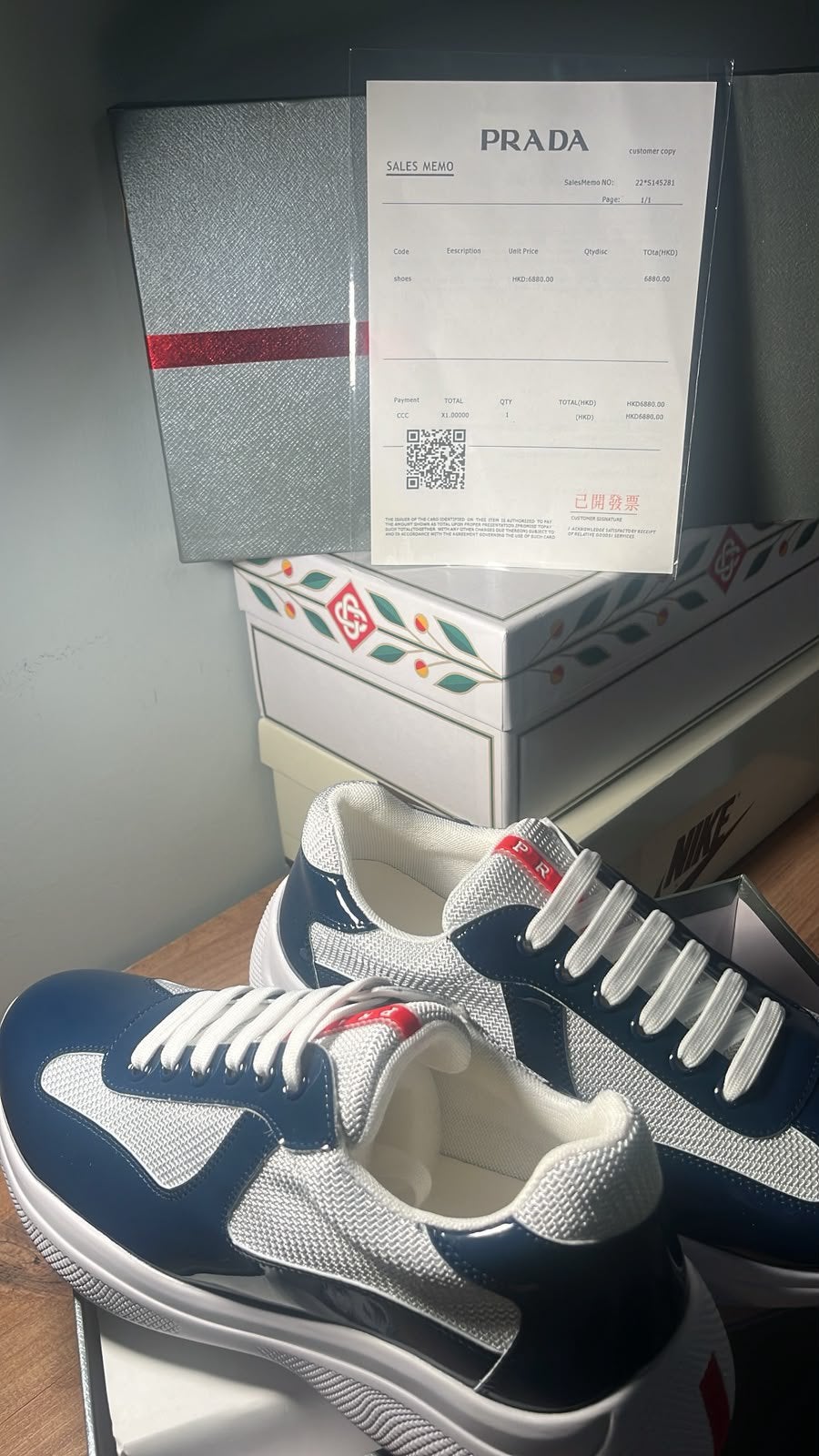 Prada Cups Navy Blue Size 42, Verzenden, Zo goed als nieuw, Blauw