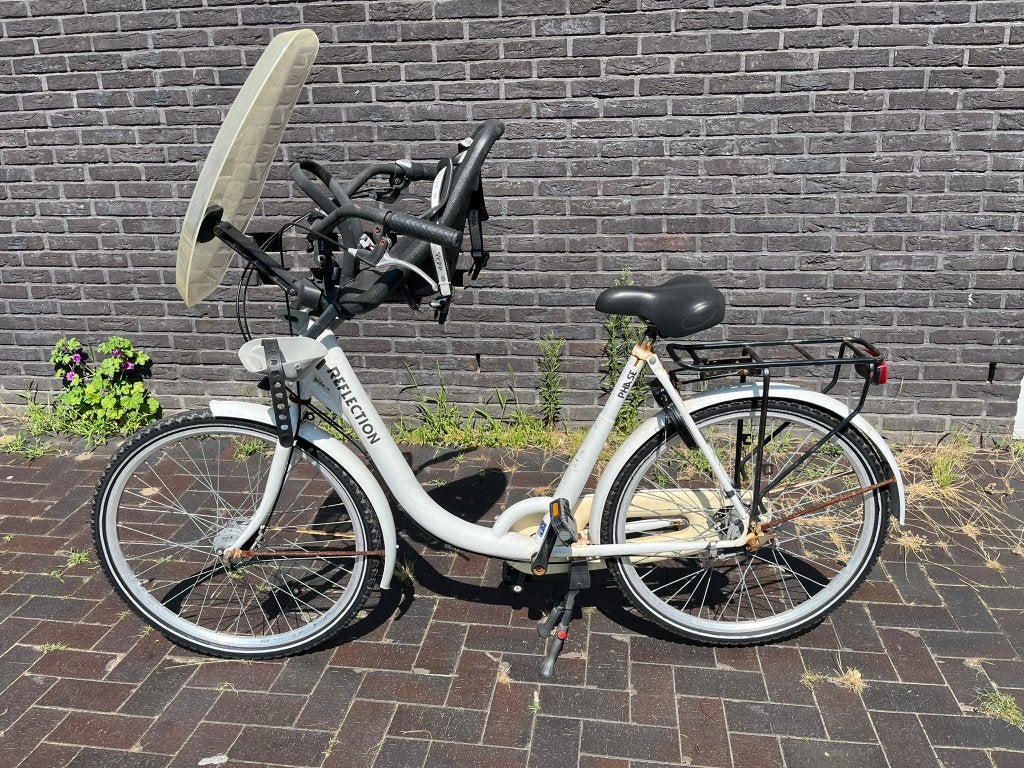 Sturdy city bike with front child seat & windscreen ready, Gebruikt, Versnellingen, 50 tot 53 cm, Trommelrem