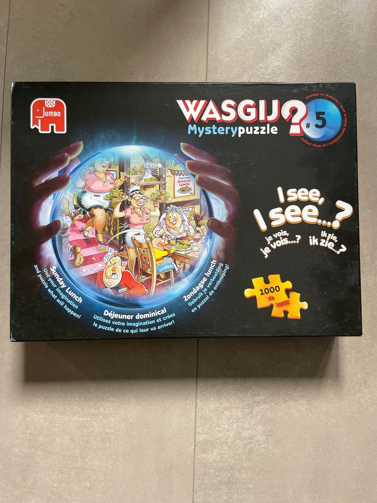 Wasgij Mystery Puzzel #5: Zondagse Lunch (1000 stukjes), Hobby en Vrije tijd, Denksport en Puzzels, Ophalen of Verzenden, 500 t/m 1500 stukjes