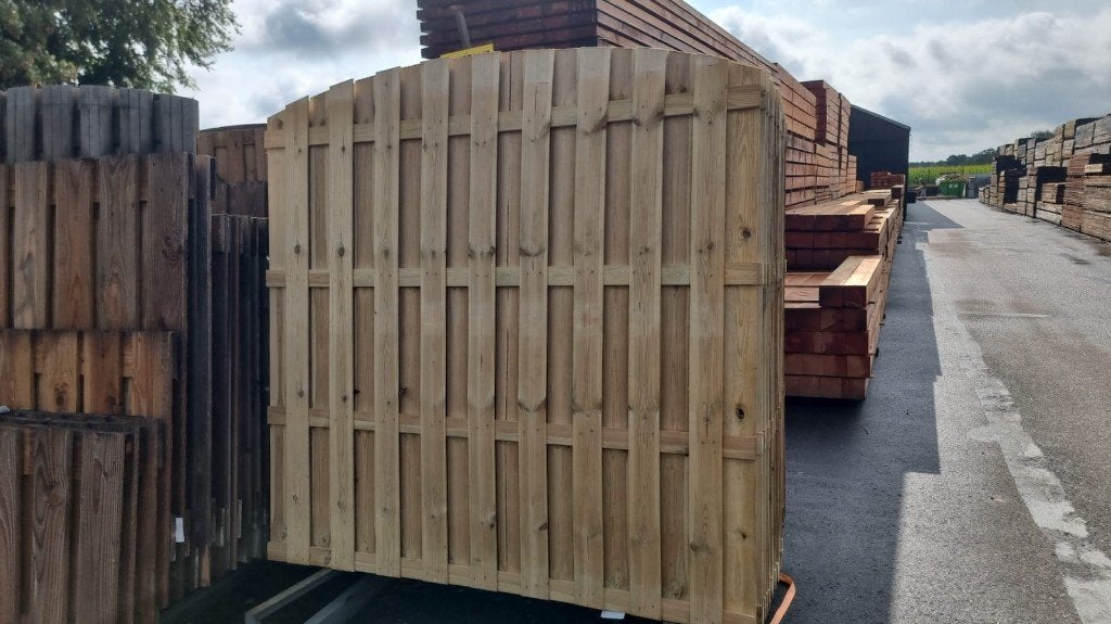 Geïmpregneerd tuinscherm met toog ‘’budget’’, Tuin en Terras, Ophalen, 150 tot 200 cm, Nieuw, 150 tot 200 cm