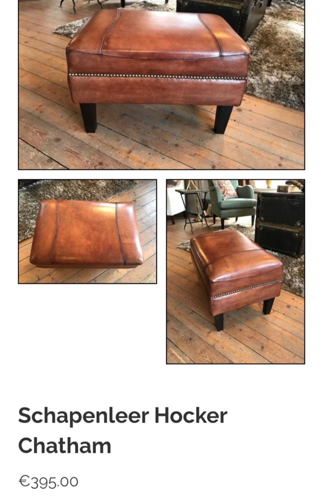 Leren Hocker Chatham - Schapenleer, 50 tot 75 cm, Leer, Ophalen of Verzenden, Zo goed als nieuw