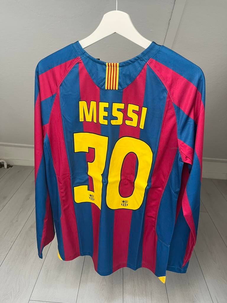 FC Barcelona retro voetbalshirt Messi, Verzenden, Zo goed als nieuw, Buitenlandse clubs, Shirt