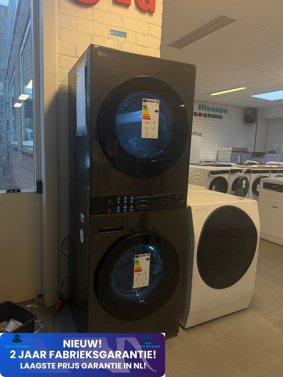 LG WashTower 12KG Warmtepompdroger Steam AI DD WiFi, Witgoed en Apparatuur, 1200 tot 1600 toeren, 10 kg of meer, Info@adoswitgoed.nl