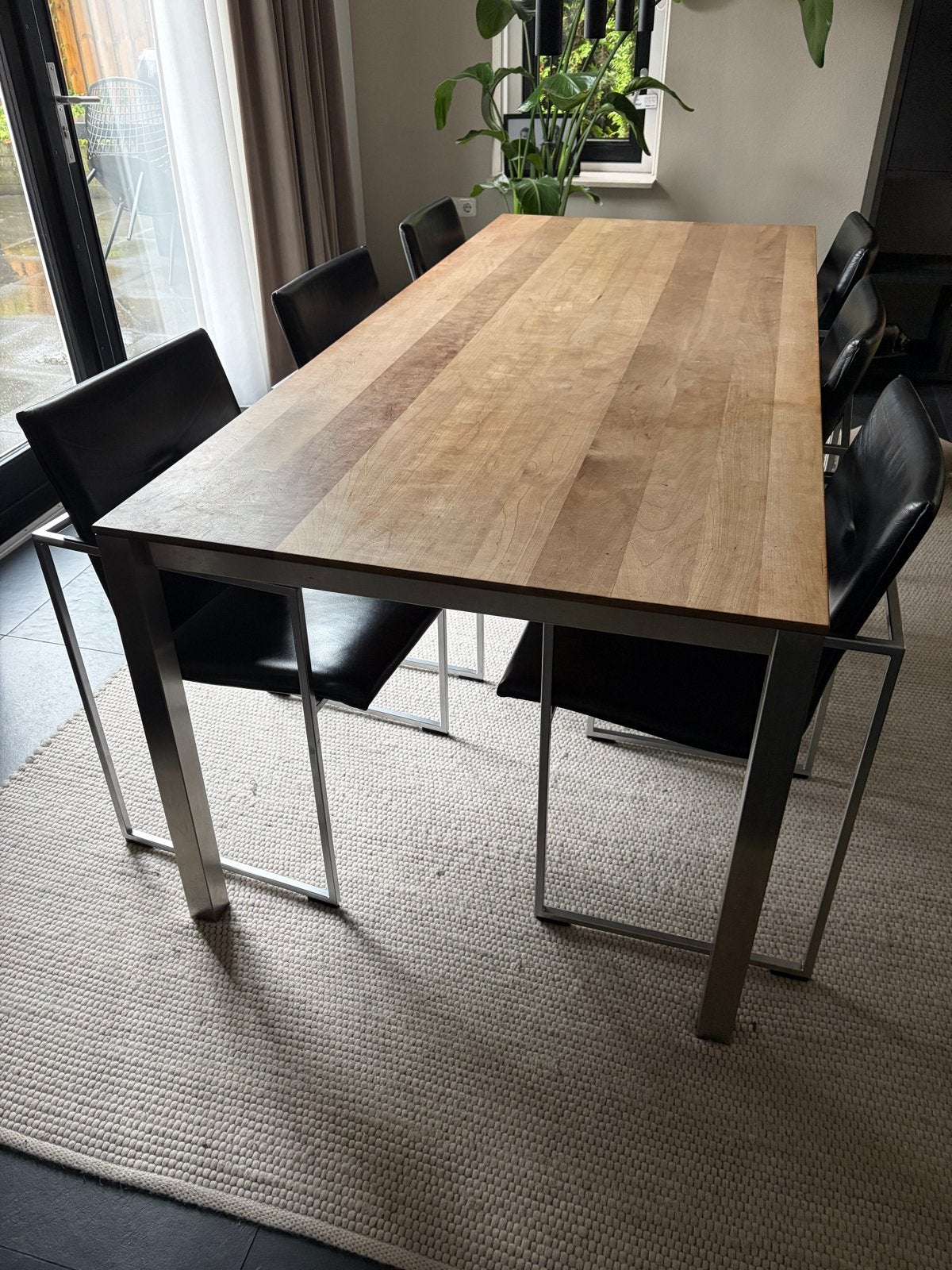 Eethoektafel, licht kersenhout, 90x210 cm, Huis en Inrichting, Tafels | Eettafels, Ophalen, 50 tot 100 cm, Zo goed als nieuw, Vijf personen of meer