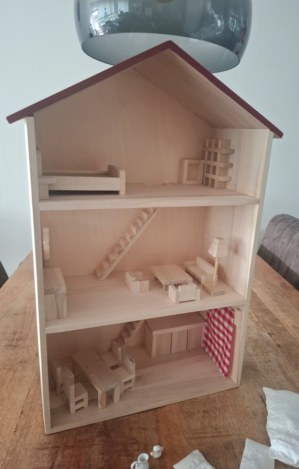Houten Poppenhuis met Meubels en Accessoires, Verzamelen, Poppenhuizen en Toebehoren, Ophalen, Gebruikt, Poppenhuis