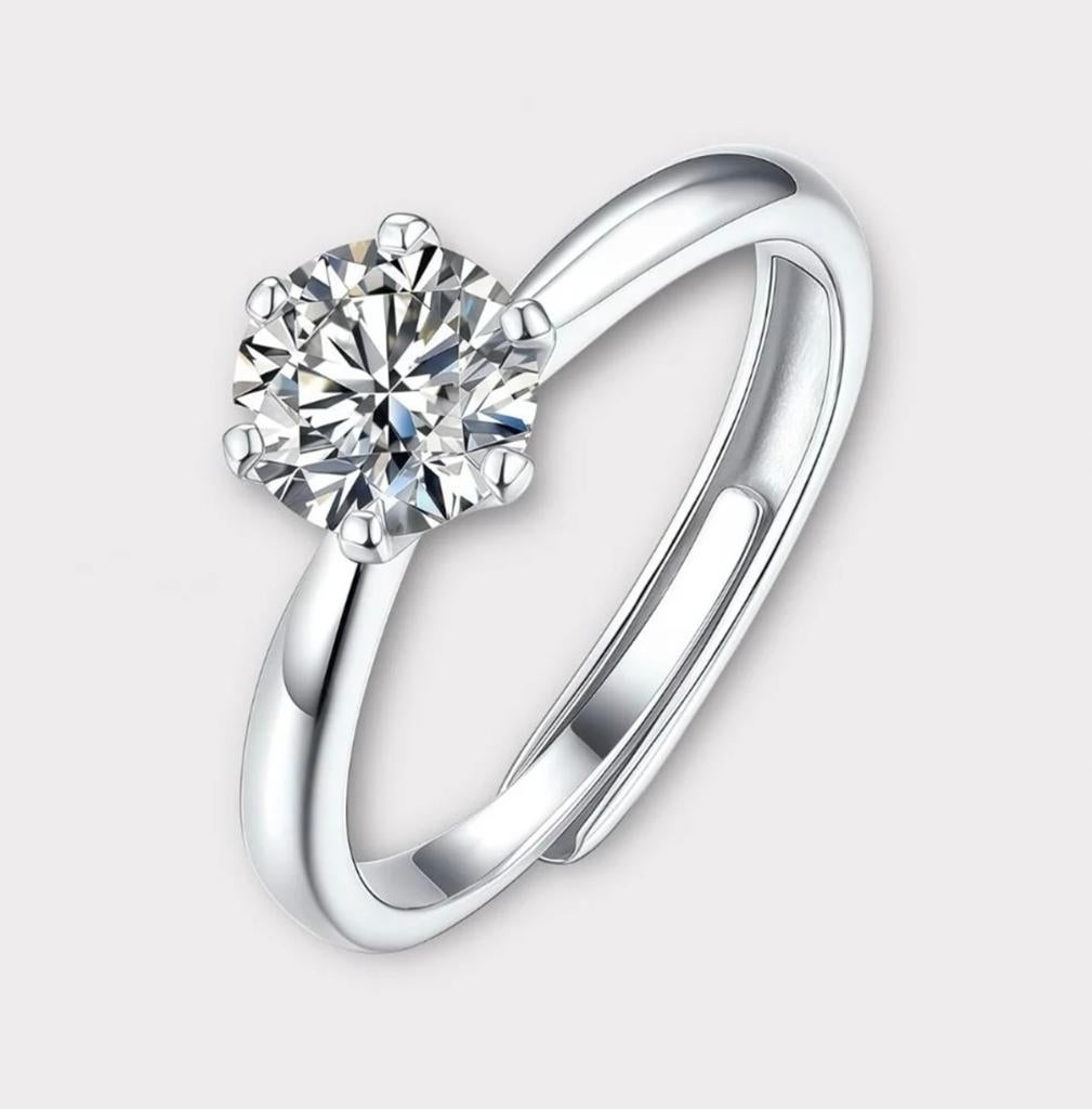 VVS1 Moissanite Engagement ring 1 carat, Ophalen of Verzenden, Zo goed als nieuw, Overige typen