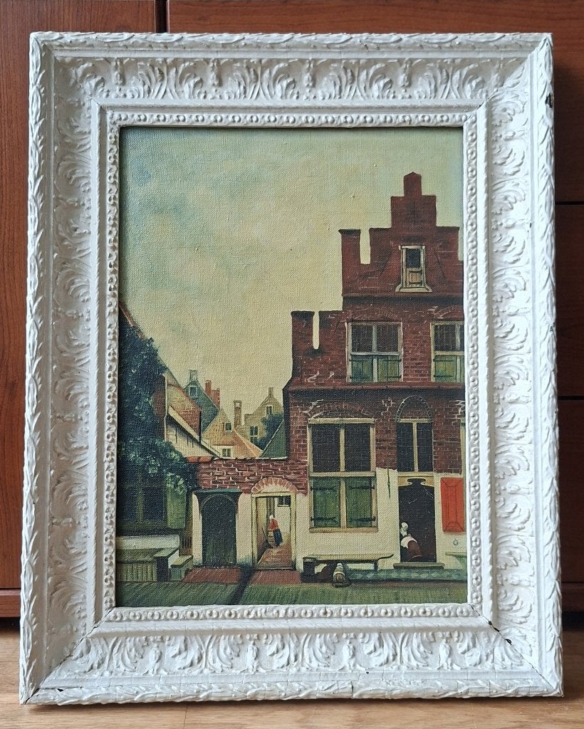 schilderij Het Straatje van Vermeer, Johannes Vermeer, Acrylverf, Ingelijst, Doek, Oud hollands