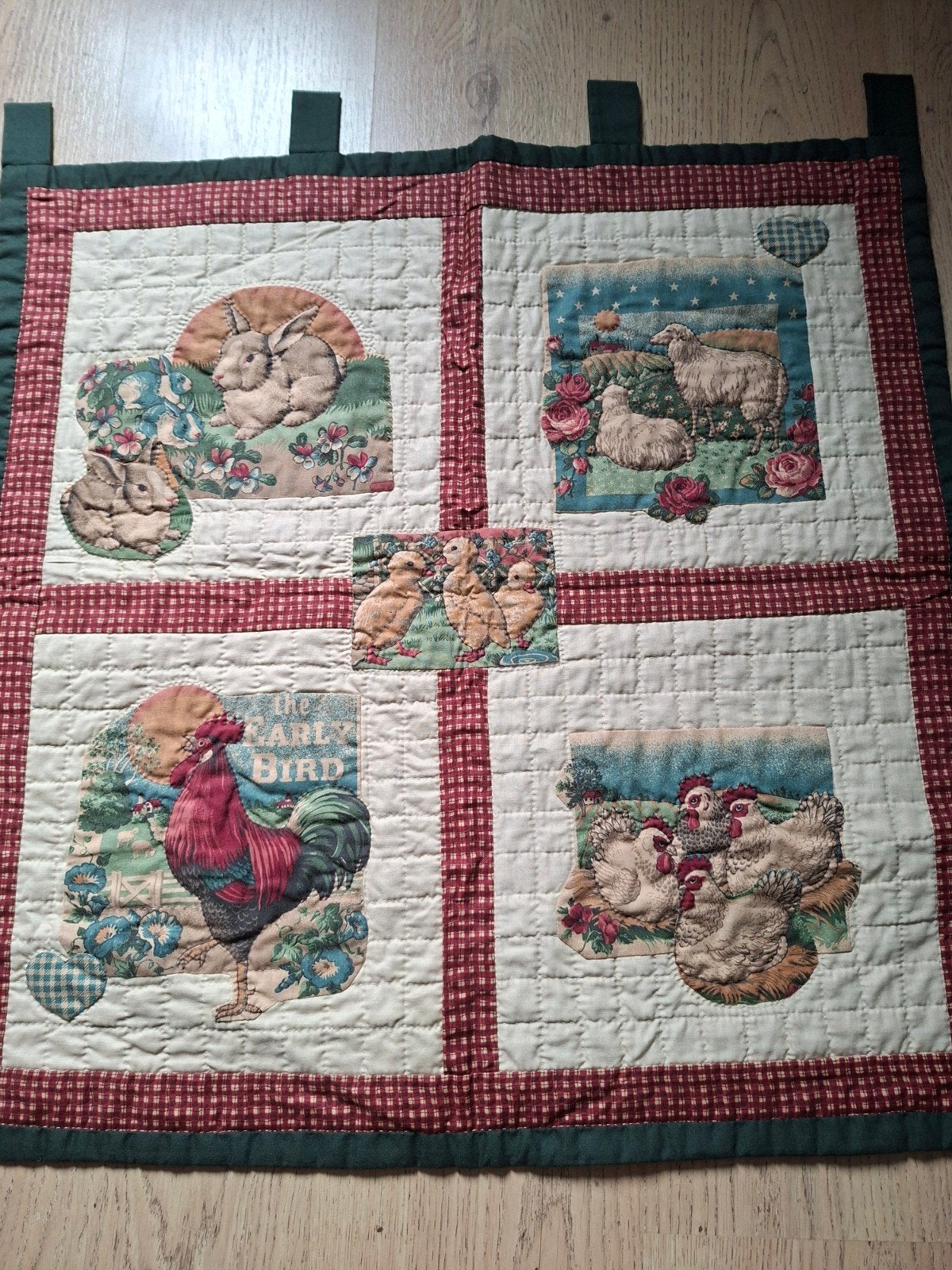 Handgemaakte Quilt Wandkleed met Boerderijdieren, Meerkleurig, Ophalen of Verzenden, Textiel, Landelijk