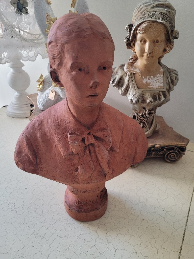 Vintage hand geboetseerde buste, Antiek en Kunst, Ophalen of Verzenden