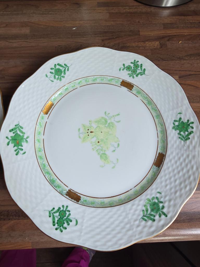 Herend ontbijtbordjes Apponyi Green set van 4, Ophalen of Verzenden