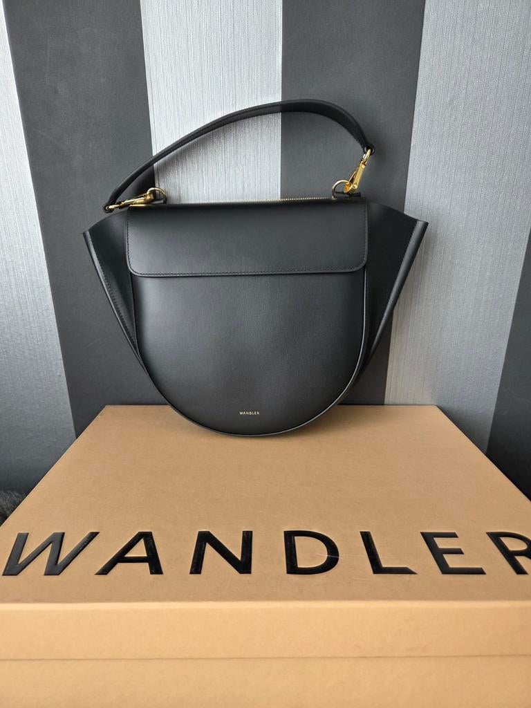 Wandler Hortensia medium zwart leren tas, Ophalen of Verzenden, Nieuw, Zwart, Schoudertasje