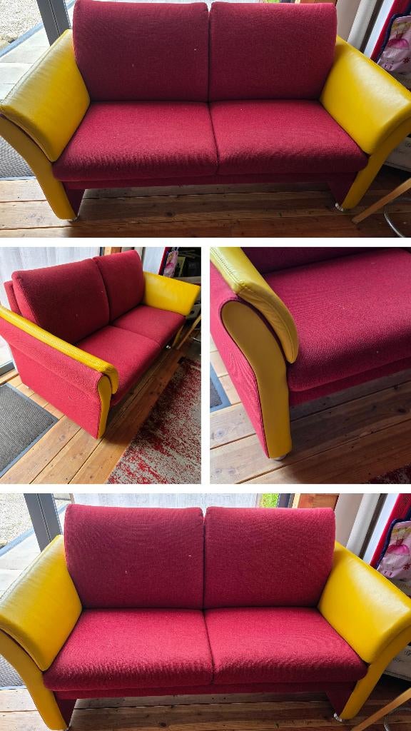 prominent bank stof en leer uniek gemaakt, Ophalen, Artistiek bankje, Minder dan 75 cm, 150 tot 200 cm