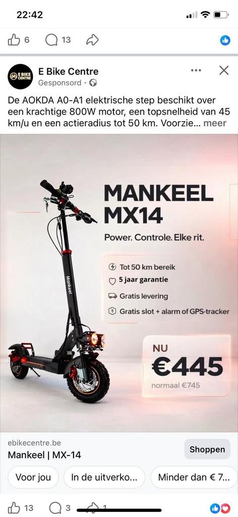 Gezocht elektrische step die hard gaat, Fietsen en Brommers, Steps, Ophalen of Verzenden, Zo goed als nieuw, Elektrische step (E-scooter)