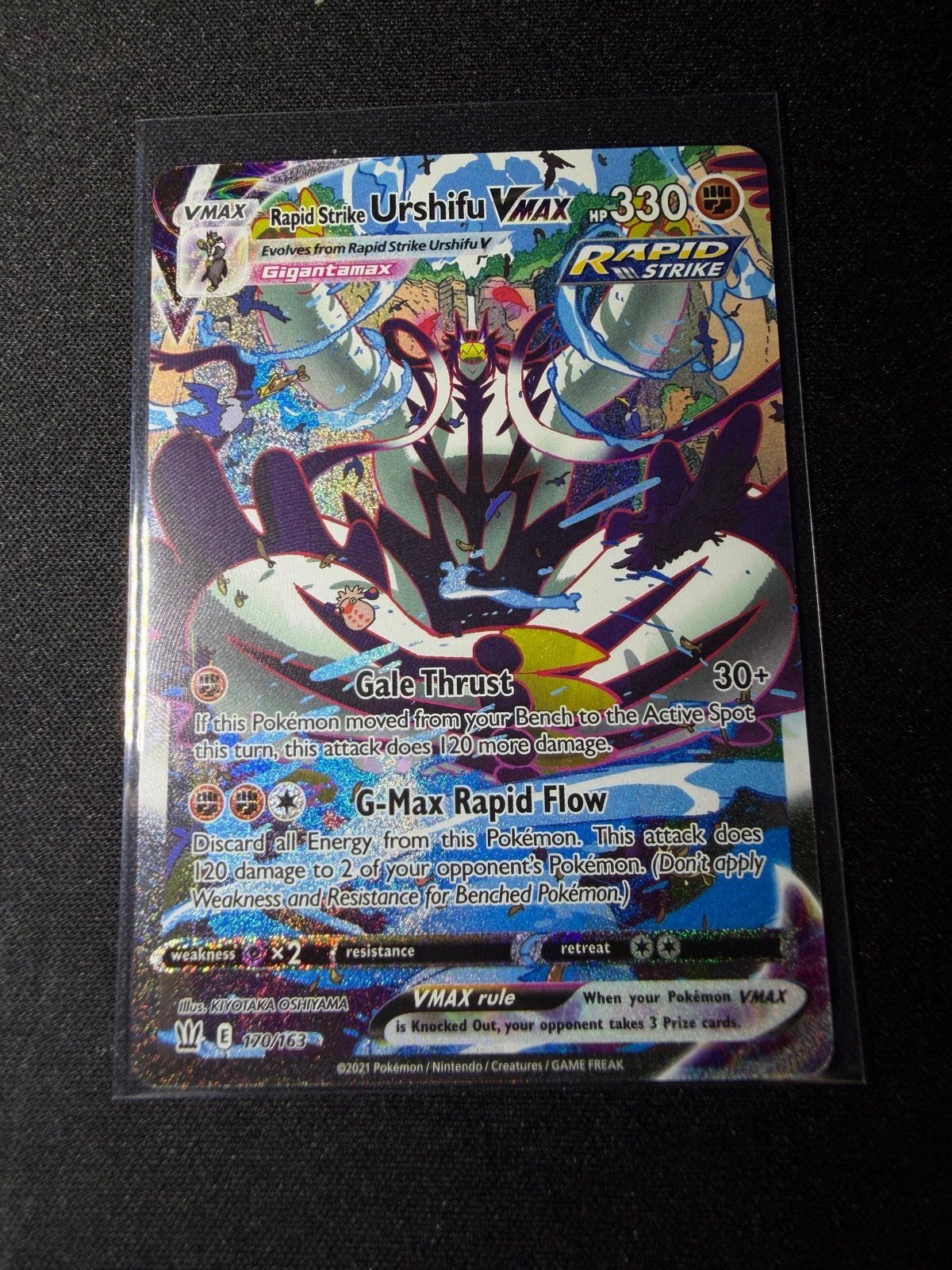 Urshifu VMAX Rapid Strike Pokémon Kaart 170/163, Ophalen of Verzenden, Zo goed als nieuw, Losse kaart