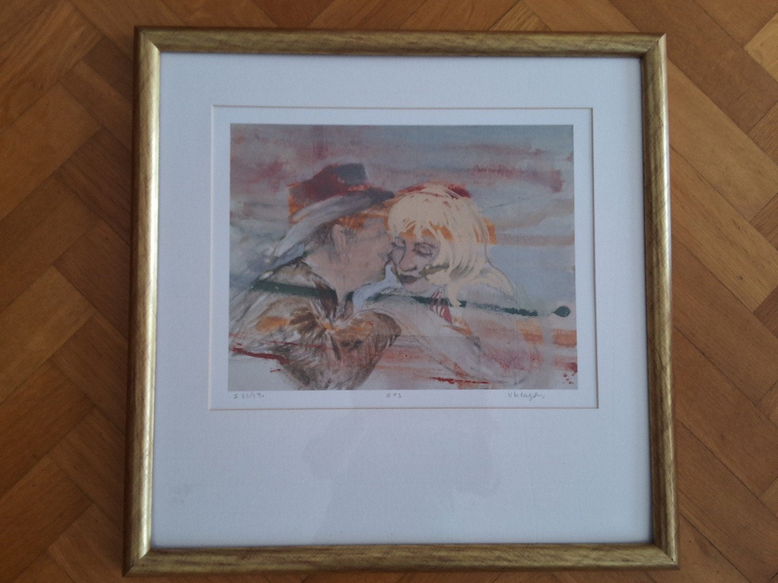 Verliefd Koppel - Gesigneerde Grafiek Viviane Klagsbrun., Antiek en Kunst, Kunst | Etsen en Gravures, Ophalen