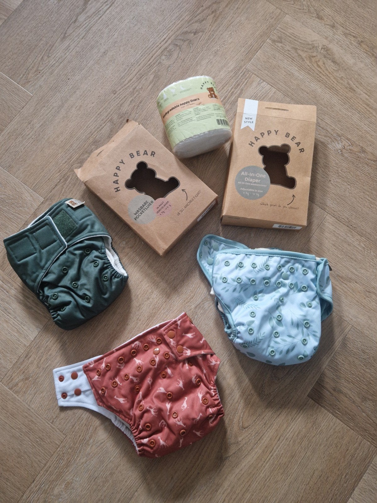 Happy Bear wasbare luiers (3) NIEUW, Jongetje of Meisje, One size, Nieuw, Ophalen of Verzenden