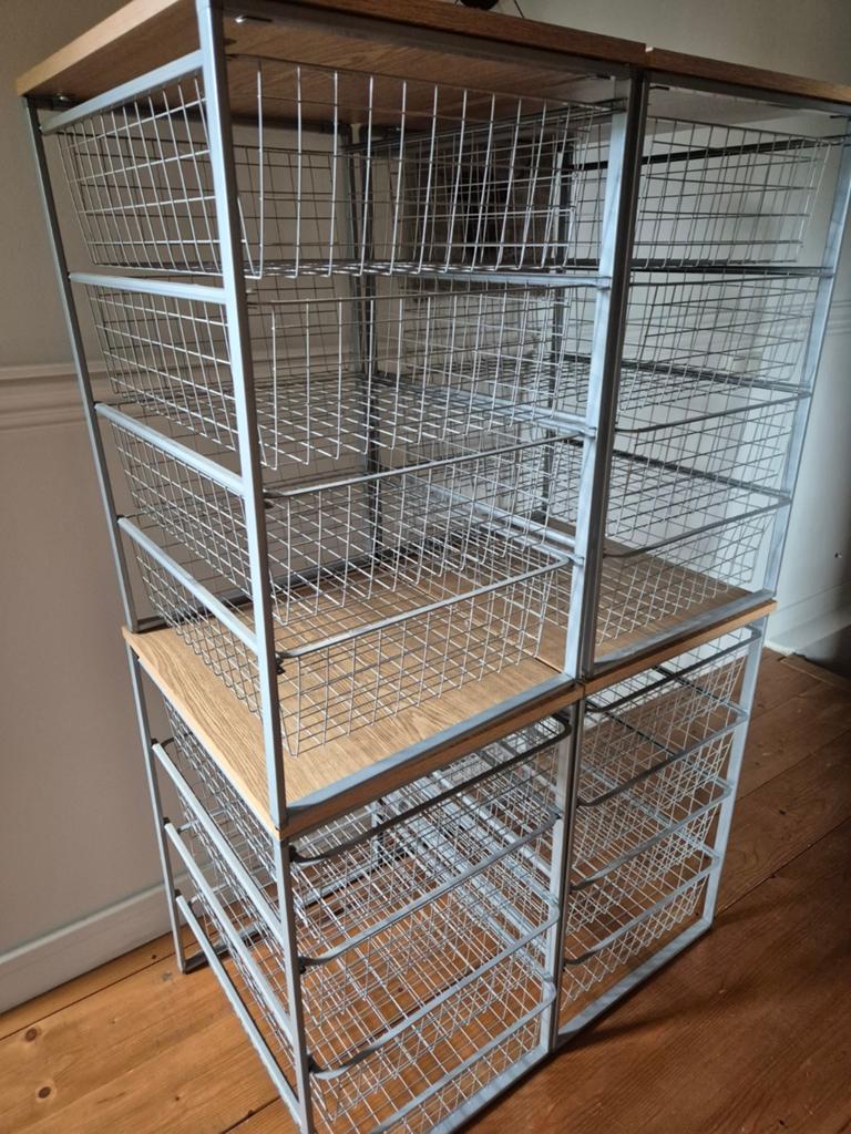 4x Opbergkastjes ijzer met houten blad 44x54.5x66 cm, Ophalen